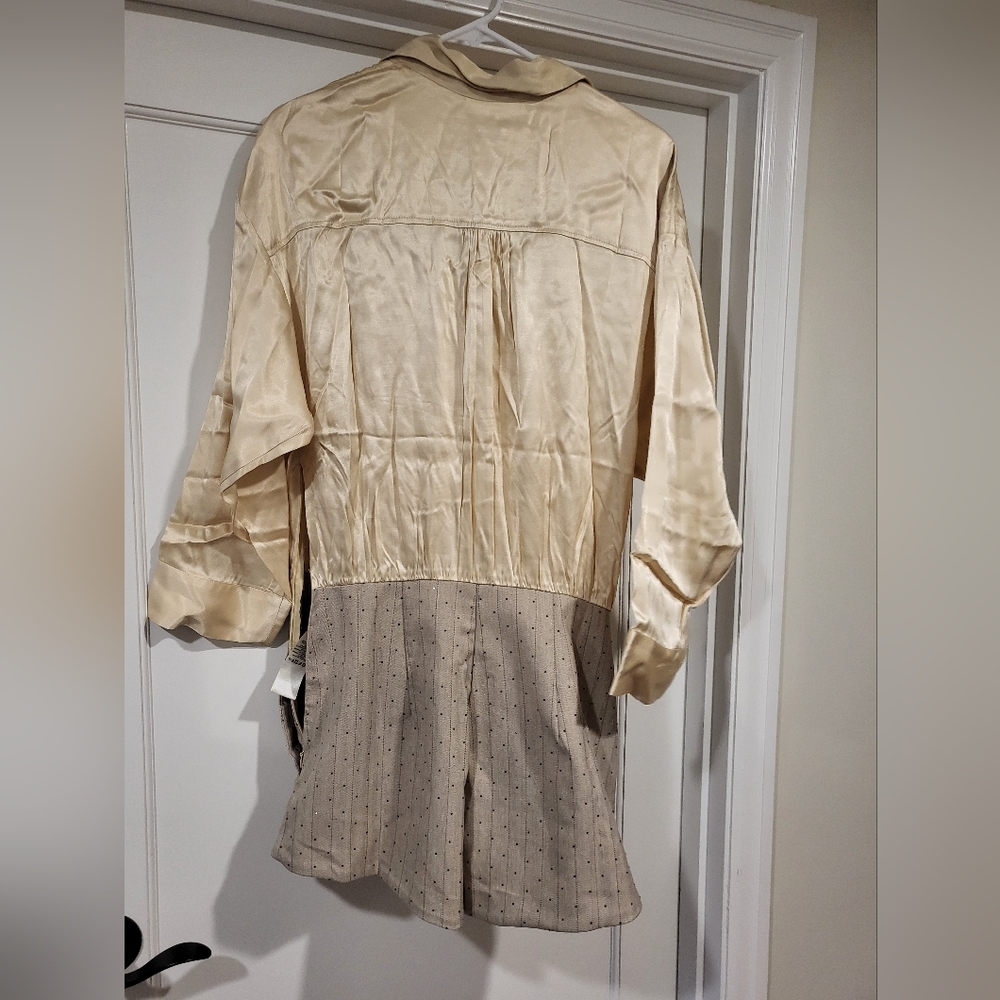 Maeve Long Sleeve Satin Twofer Romper - Picture 3 of 8